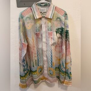 Casablanca Silk Men's Graphic Button Down Shirt
